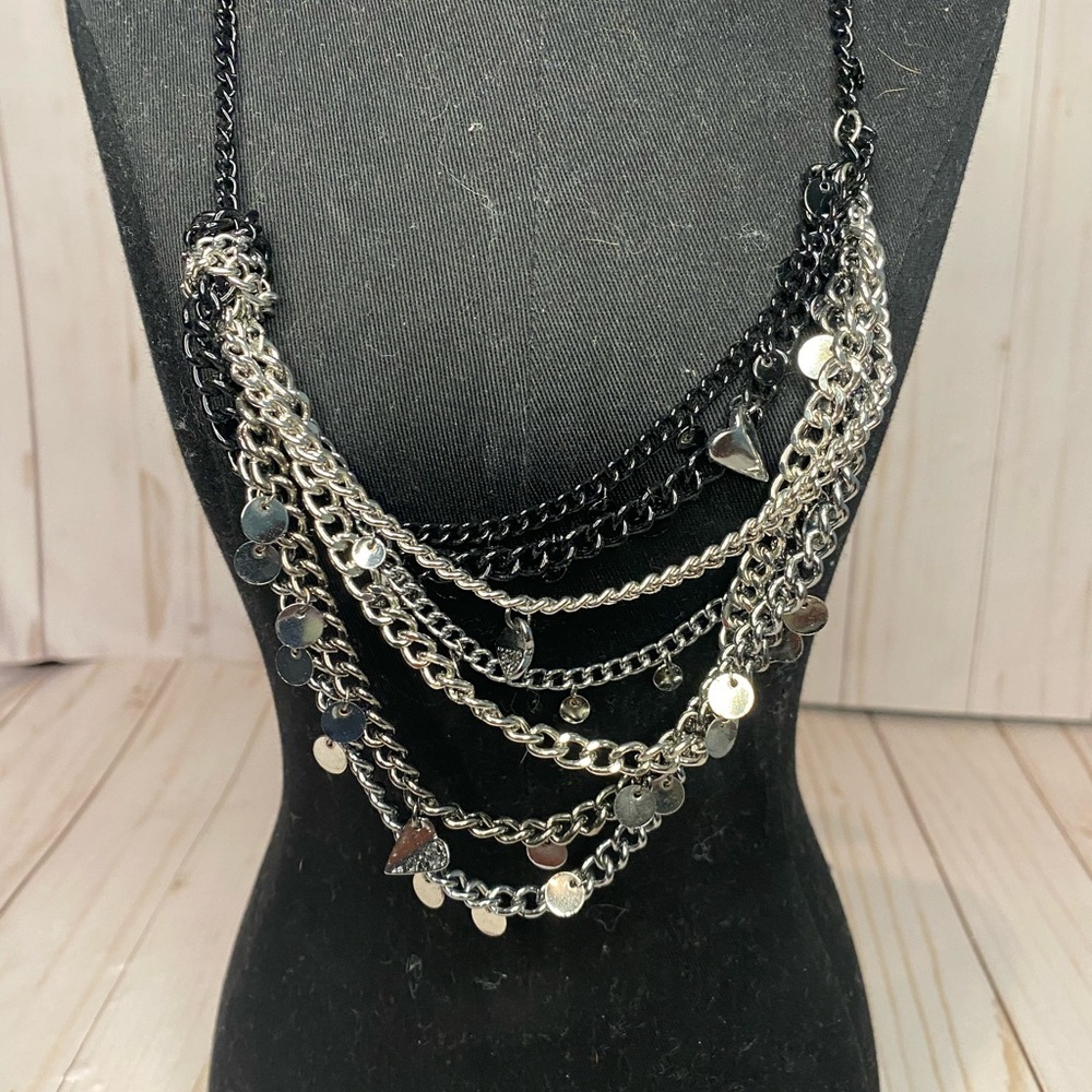 Simply Vera Vera Wang Silver and Black Multi-Layer Necklace NWT